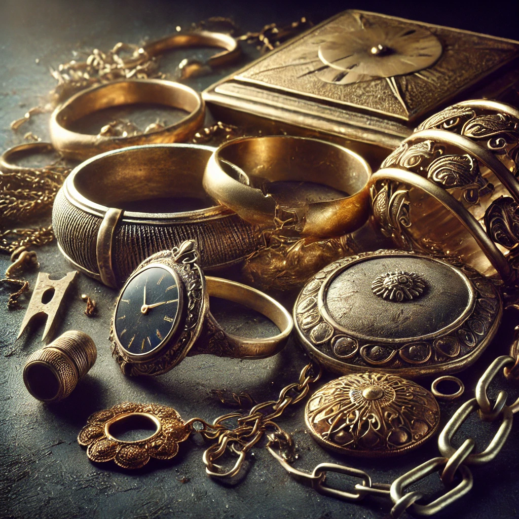 damaged old gold and silver jewelry