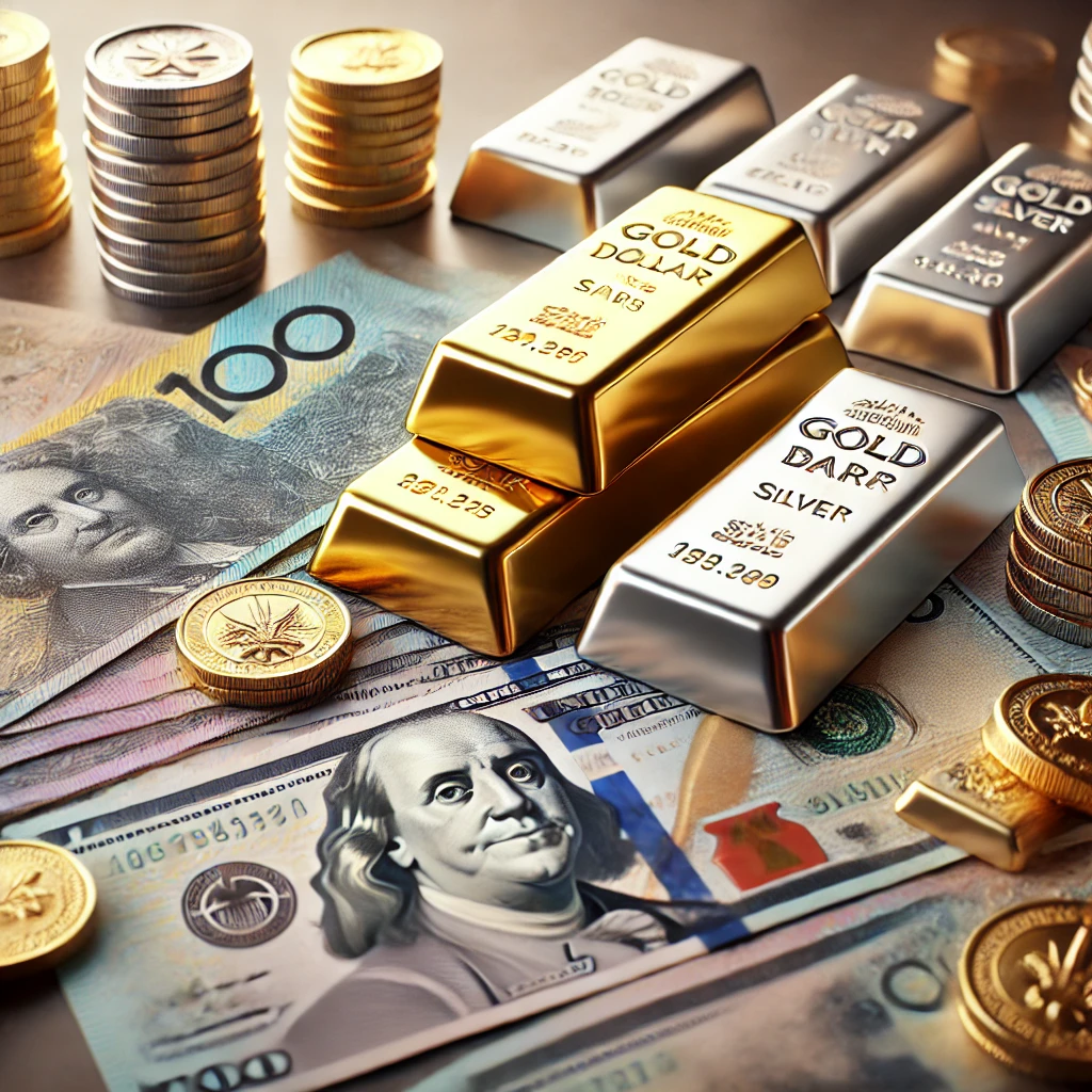 gold and silver bars and coins