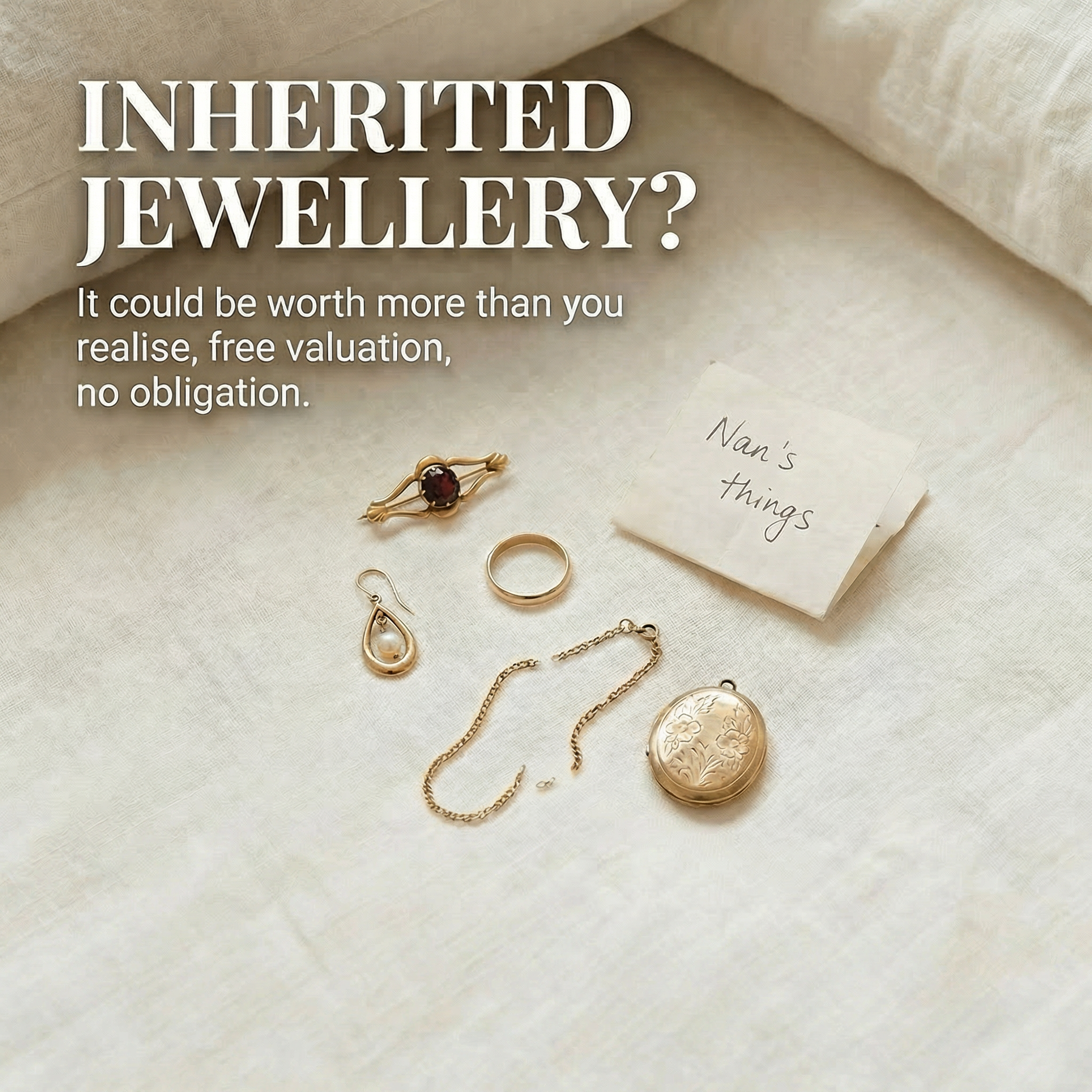 Inherited jewellery in wooden box